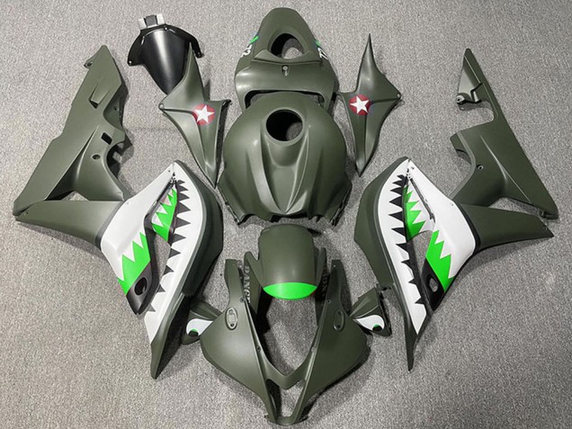 2007-2008 Honda CBR600RR Motorcycle Fairings - Army Green White Green Shark UK