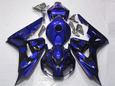 2006-2007 Honda CBR1000RR Motorcycle Fairings - Blue Glossy Black Flame UK