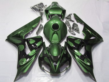 2006-2007 Honda CBR1000RR Motorcycle Fairings - Green Glossy Black Flame UK