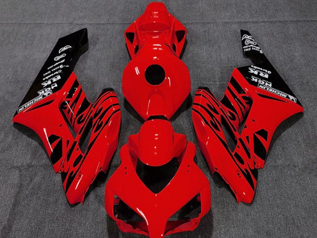2004-2005 Honda CBR1000RR Motorcycle Fairings - Red Glossy Black Flame UK