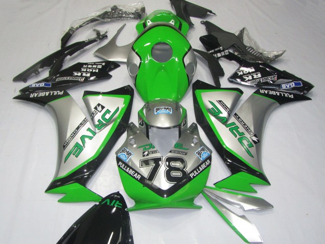 2012-2016 Honda CBR1000RR Motorcycle Fairings - Silver Green Glossy Black UK