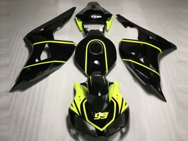 2006-2007 Honda CBR1000RR Motorcycle Fairings - Glossy Black High Viz Yellow 99 UK