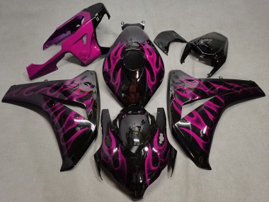 2008-2011 Honda CBR1000RR Motorcycle Fairings - Glossy Black Pink Flame UK