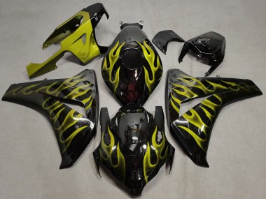 2008-2011 Honda CBR1000RR Motorcycle Fairings - Glossy Black Gold Flame UK