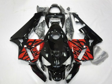 2005-2006 Honda CBR600RR Motorcycle Fairings - Glossy Black and Tribal Red UK