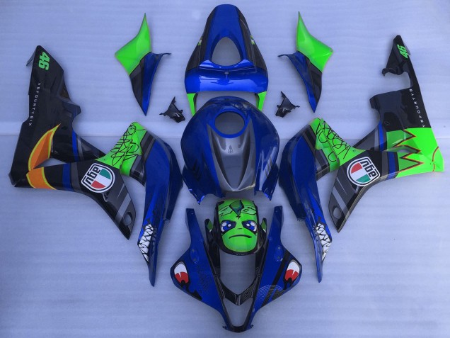 2007-2008 Honda CBR600RR Motorcycle Fairings - Blue Green Glossy Black Shark UK