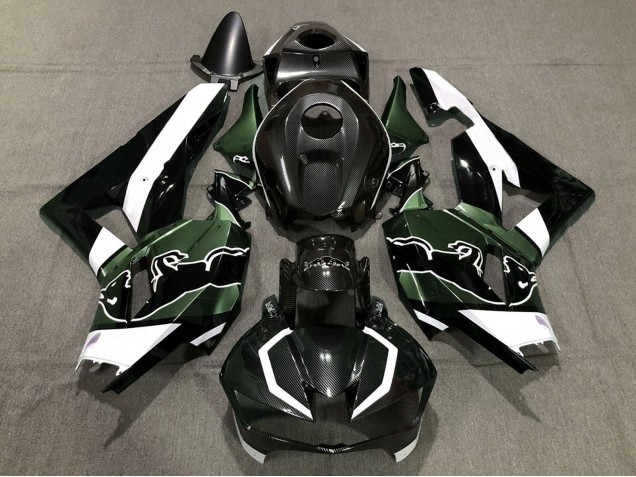 2013-2023 Honda CBR600RR Motorcycle Fairings - Black Carbon Fiber White Green Bull UK