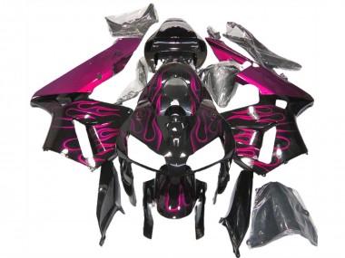 2005-2006 Honda CBR600RR Motorcycle Fairings - Glossy Black Pink Flame UK