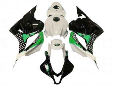 2009-2012 Honda CBR600RR Motorcycle Fairings - White Green Glossy Black Splatter UK