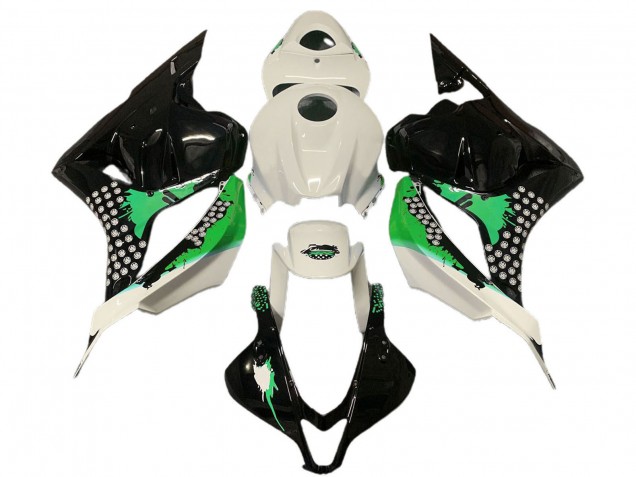 2009-2012 Honda CBR600RR Motorcycle Fairings - White Green Glossy Black Splatter UK