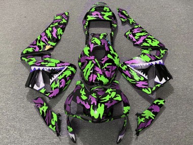 2003-2004 Honda CBR600RR Motorcycle Fairings - Green Pink Camouflage Shark UK