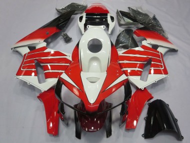 2005-2006 Honda CBR600RR Motorcycle Fairings - White Red Black Large Stripe UK