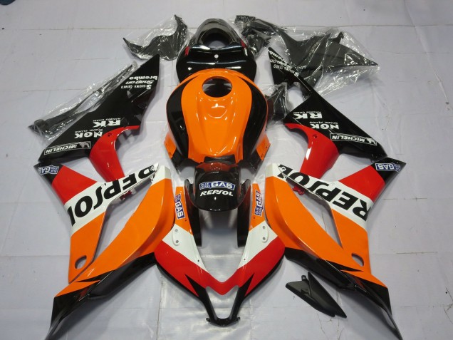 2007-2008 Honda CBR600RR Motorcycle Fairing - Orange White Red Glossy Black Repsol UK