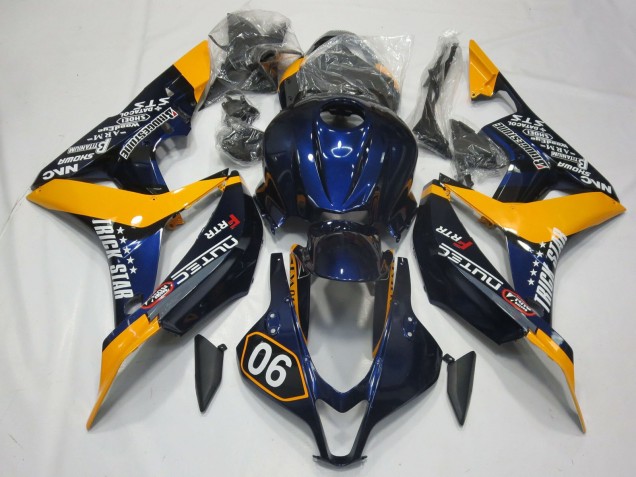 2007-2008 Honda CBR600RR Motorcycle Fairings - Orange Blue Glossy Black UK