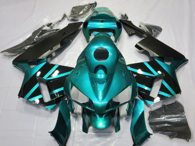 2005-2006 Honda CBR600RR Motorcycle Fairings - Teal Glossy Black Design UK