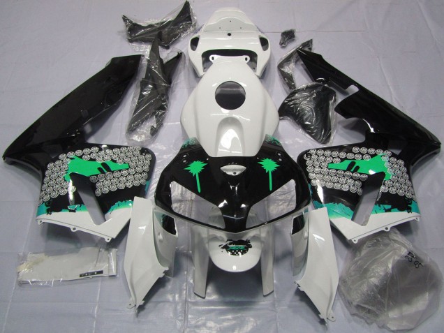 2005-2006 Honda CBR600RR Motorcycle Fairings - Turquoise Splatter on Glossy Black UK