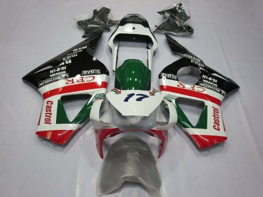 2002-2003 Honda CBR954RR Motorcycle Fairings - White Red Green Glossy Black CRR Castrol UK