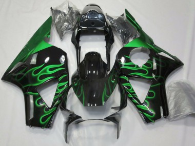 2002-2003 Honda CBR954RR Motorcycle Fairings - Glossy Black Green Flame UK