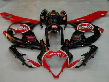 2005-2006 Suzuki GSXR 1000 Motorcycle Fairings - Glossy Black Red White Lucky Strike UK