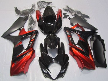 2007-2008 Suzuki GSXR 1000 Motorcycle Fairings - Glossy Black Red UK