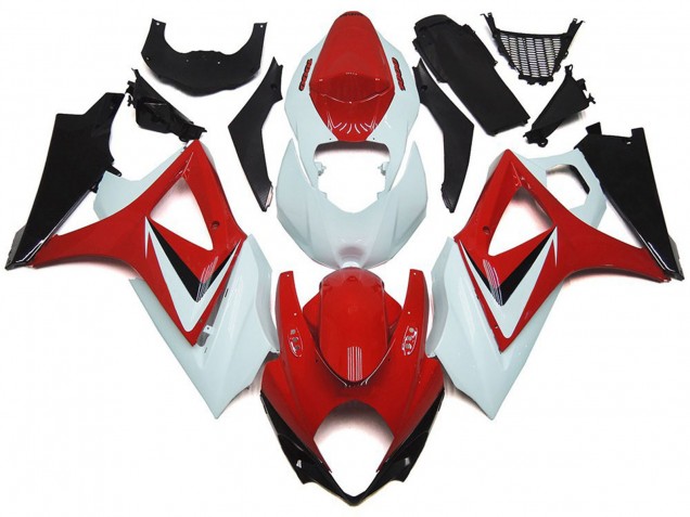 2007-2008 Suzuki GSXR 1000 Motorcycle Fairings - White Red Black OEM Style UK