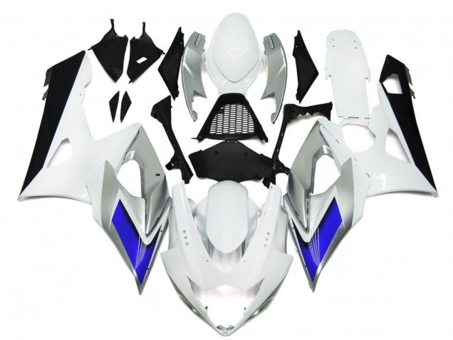 2005-2006 Suzuki GSXR 1000 Motorcycle Fairings - Glossy White Silver Blue UK