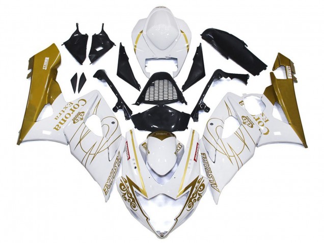 2005-2006 Suzuki GSXR 1000 Motorcycle Fairings - White Gold Corona Custom UK