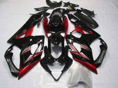 2005-2006 Suzuki GSXR 1000 Motorcycle Fairings - Glossy Black Red Flare UK