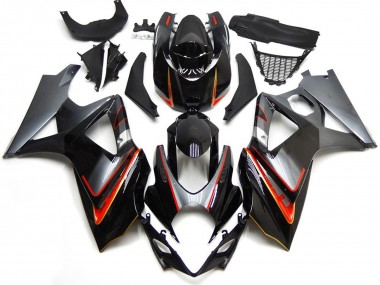 2007-2008 Suzuki GSXR 1000 Motorcycle Fairings - Glossy Black Red Silver UK