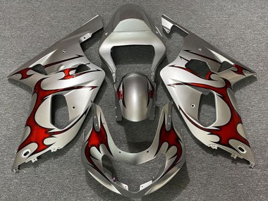 2001-2003 Suzuki GSXR 600 / GSXR 750 Motorcycle Fairings - Silver Red UK
