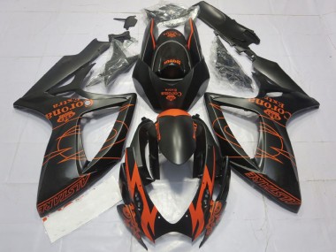 2006-2007 Suzuki GSXR 600 / GSXR 750 Motorcycle Fairings - Matte Black Orange Corona Extra Alstare Motul UK