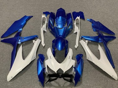 2008-2010 Suzuki GSXR 600 / GSXR 750 Motorcycle Fairings - White Blue UK