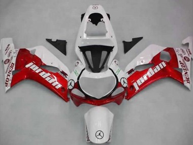 2001-2003 Suzuki GSXR 600 / GSXR 750 Motorcycle Fairings - White Red Jordan Dunlop UK