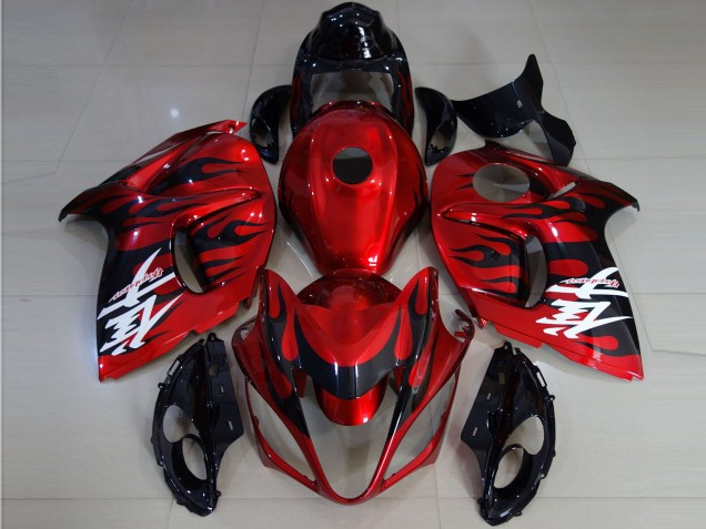 2008-2020 Suzuki GSXR 1300 Motorcycle Fairings - Red Black Flame UK