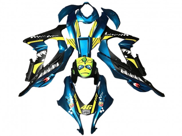 2016-2020 Kawasaki ZX10R Abs Motorcycle Fairings - Light Blue Yellow Shark UK