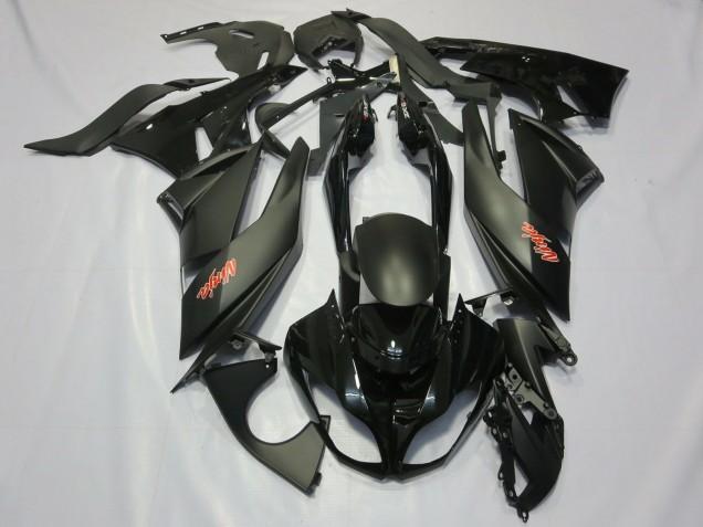 2009-2012 Kawasaki ZX6R Motorcycle Fairings - Matte Black Glossy Black Red Ninja UK