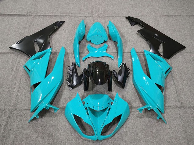 2009-2012 Kawasaki ZX6R Motorcycle Fairing Kits - Blue Glossy Black UK