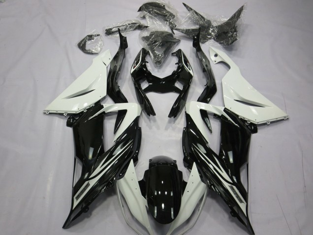 2013-2018 Kawasaki ZX6R Motorcycle Fairings - White Glossy Black UK