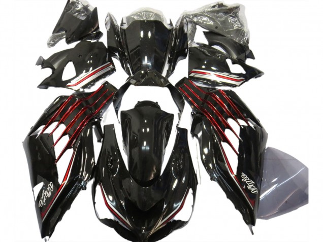 2012-2024 Kawasaki ZX14R ZZR1400 Motorcycle Fairings - Glossy Black Red UK
