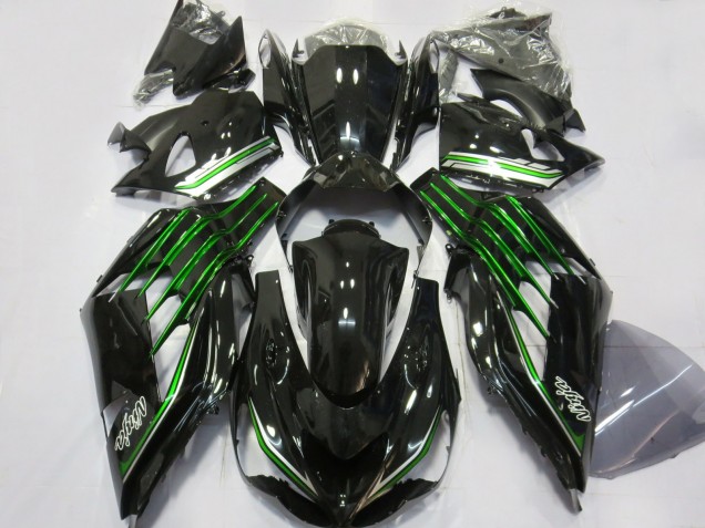 2012-2024 Kawasaki ZX14R ZZR1400 Motorcycle Fairings - Glossy Black Green UK