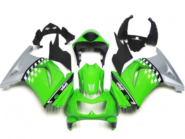 2008-2012 Kawasaki Ninja 250 Motorcycle Fairings - Green Silver Black UK