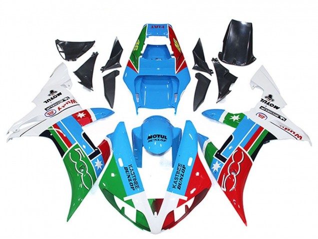 2002-2003 Yamaha R1 Motorcycle Fairings - White Blue Red Green Motul Michelin Dunlop UK
