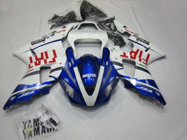 2000-2001 Yamaha R1 Motorcycle Fairings - White Blue Red Fiat Motul UK