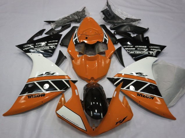 2012-2014 Yamaha R1 Motorcycle Fairings - Orange White Glossy Black UK