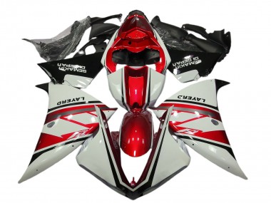 2012-2014 Yamaha R1 Motorcycle Fairings - White Red Black Layerd Semakin Didepan UK