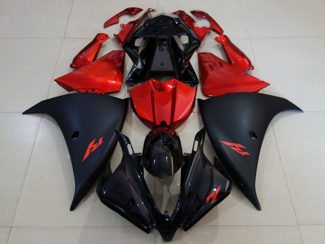 2012-2014 Yamaha R1 Motorcycle Fairing - Glossy Black Matte Black Red UK