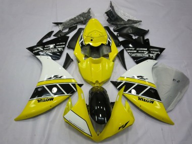 2012-2014 Yamaha R1 Motorcycle Fairings - White Yellow Glossy Black UK