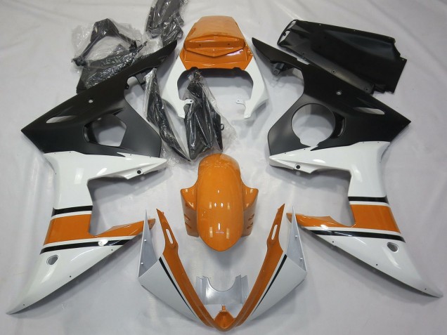 2003-2004 Yamaha R6 Motorcycle Fairings - White Orange Matte Black UK