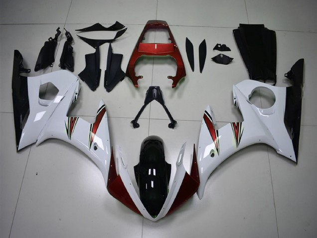 2003-2004 Yamaha R6 Motorcycle Fairings - White Red Glossy Black UK