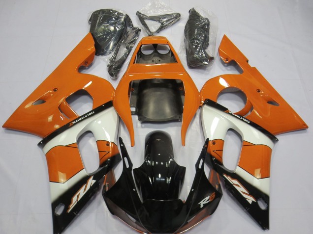 1998-2002 Yamaha R6 Motorcycle Fairings - Orange White Glossy Black UK